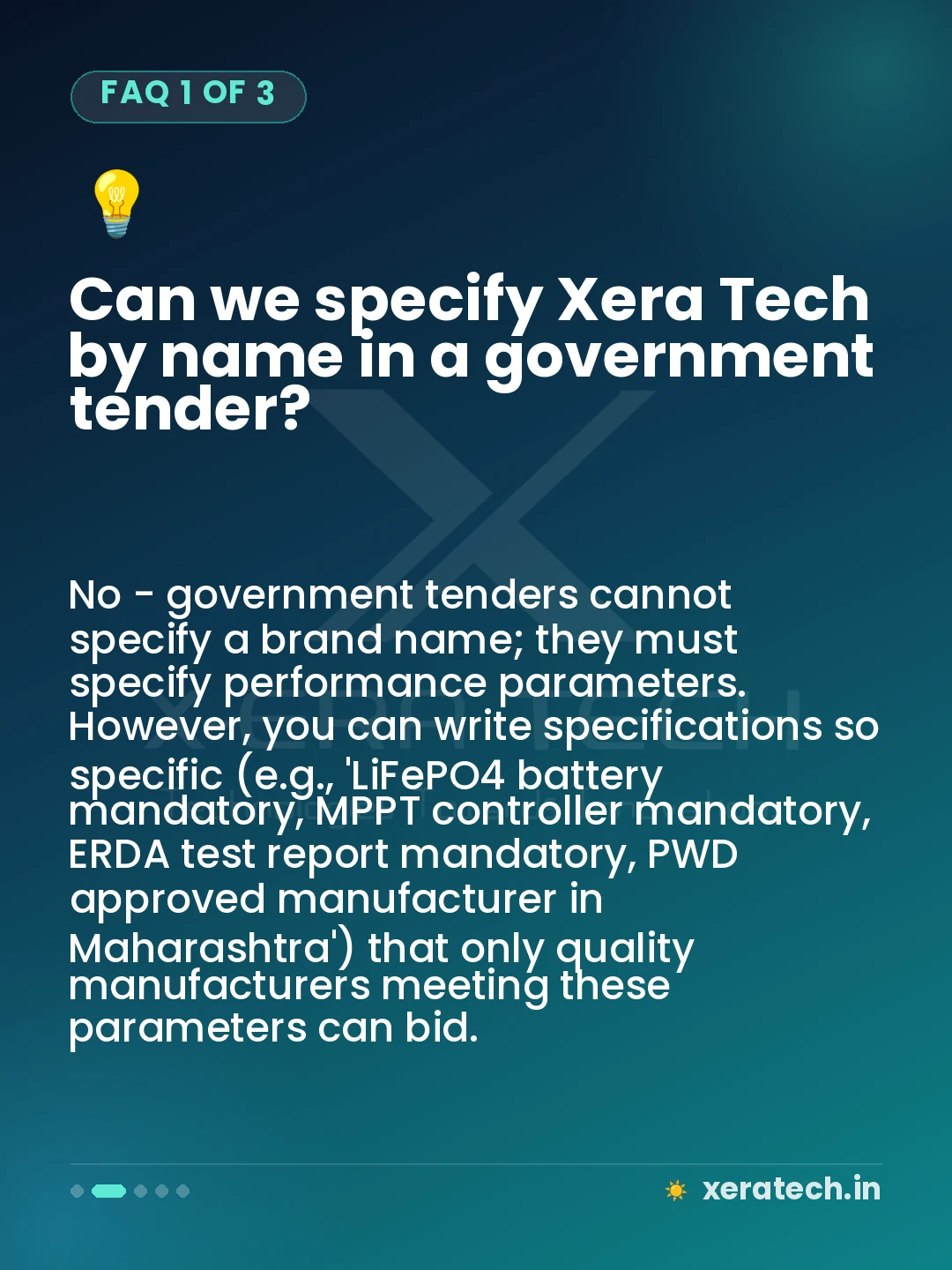 Can we specify Xera Tech by name in a government tender?