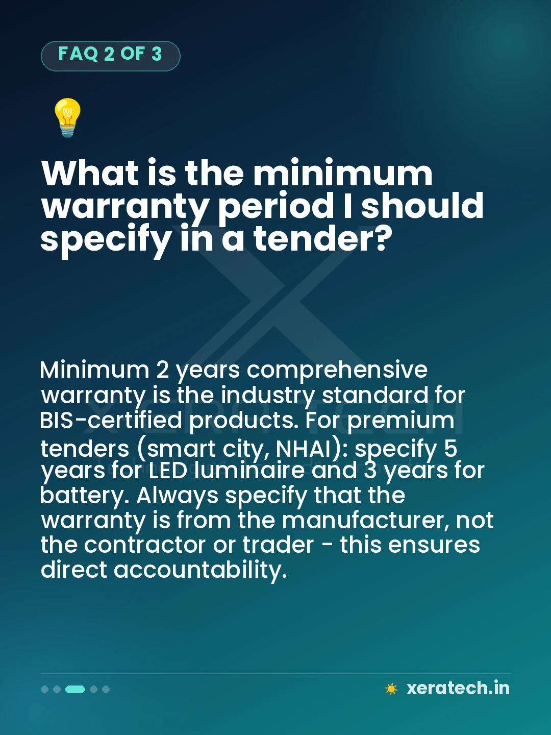 What is the minimum warranty period I should specify in a tender?