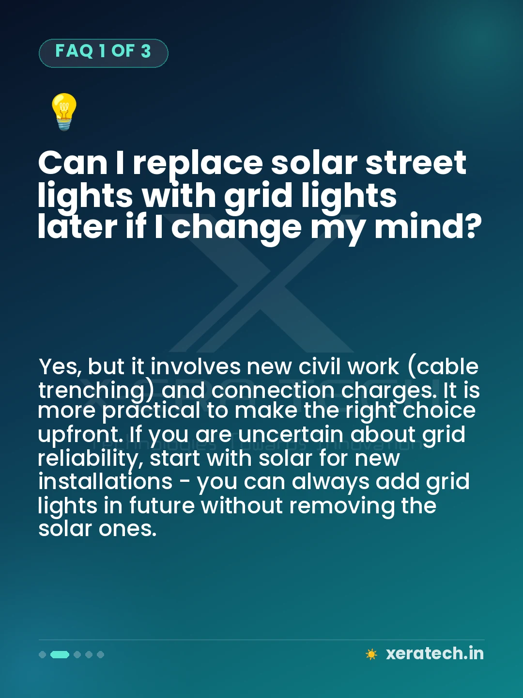 Can I replace solar street lights with grid lights later if I change my mind?