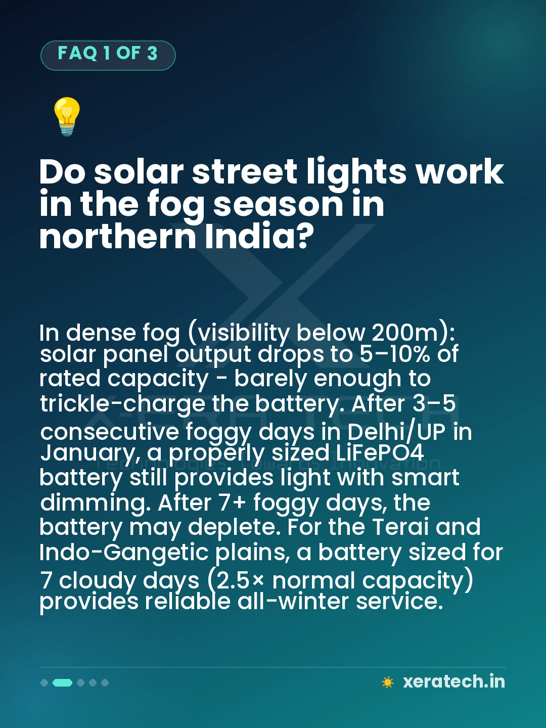 Do solar street lights work in the fog season in northern India?