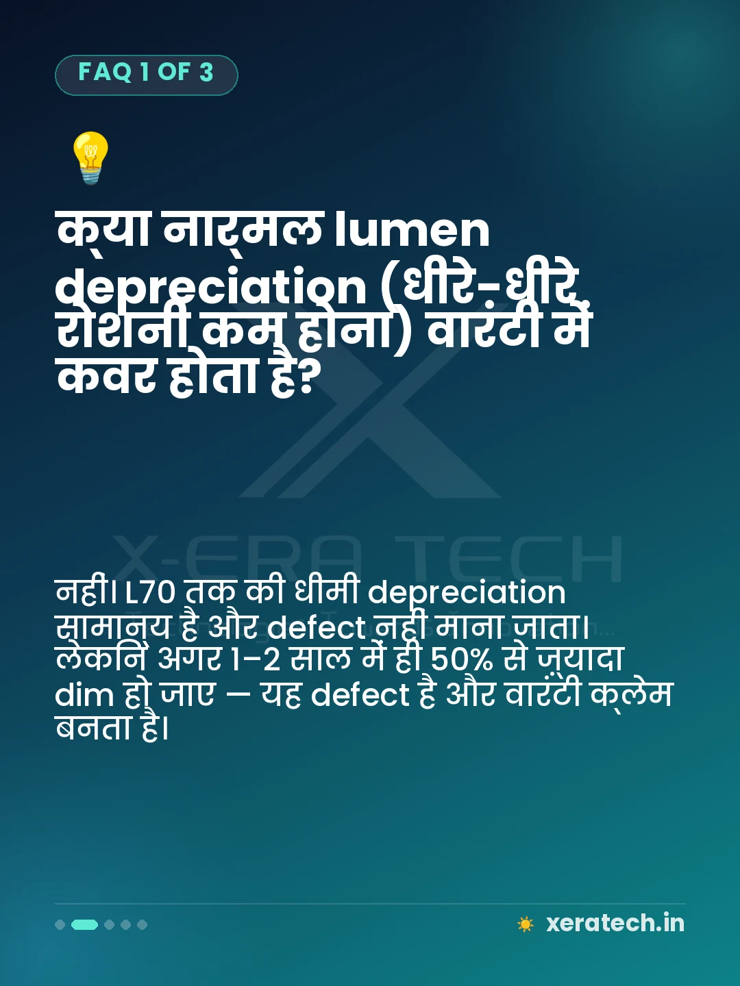 क्या नार्मल lumen depreciation (धीरे-धीरे रोशनी कम होना) वारंटी में कवर होता है?