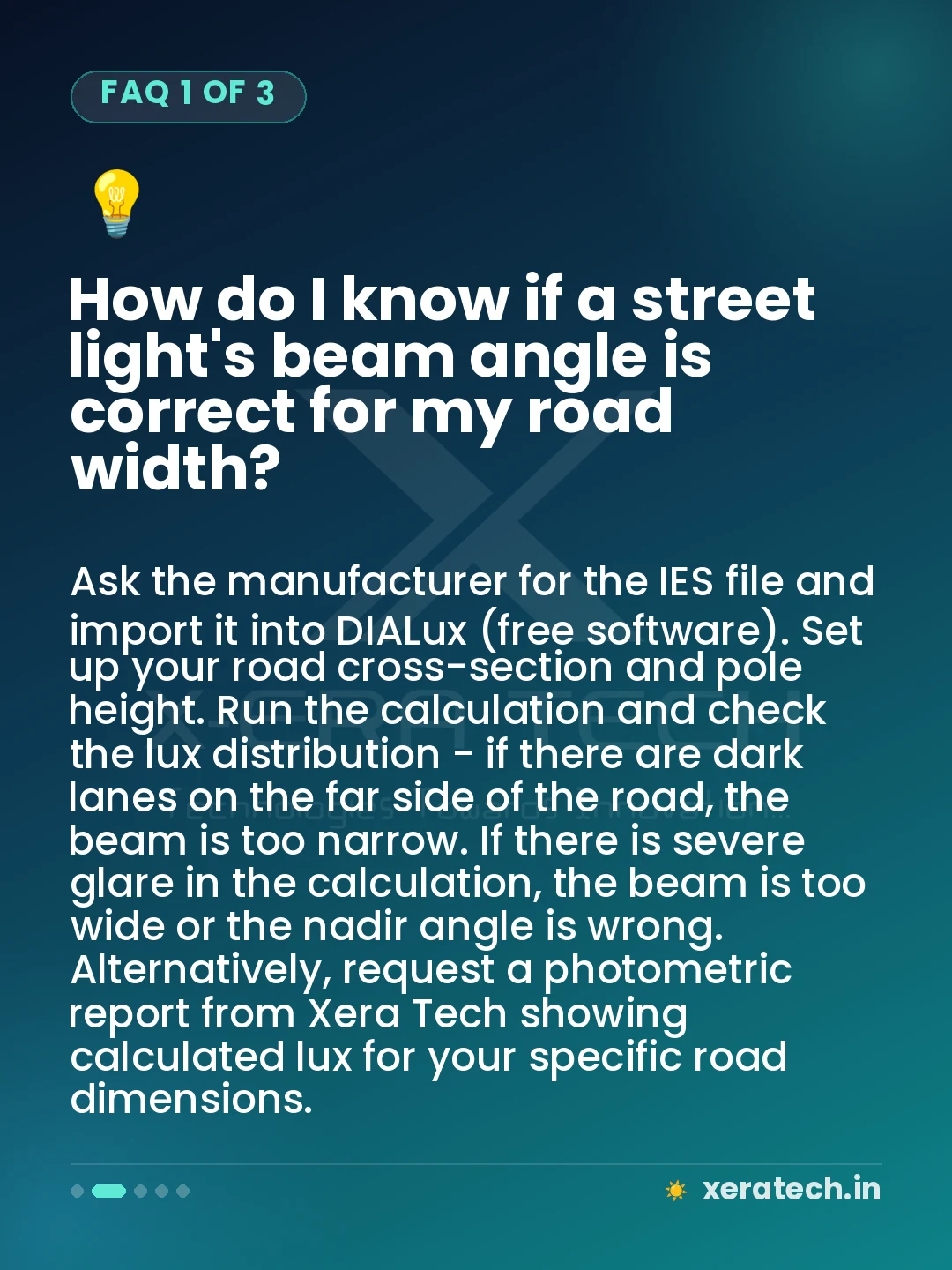 How do I know if a street light's beam angle is correct for my road width?