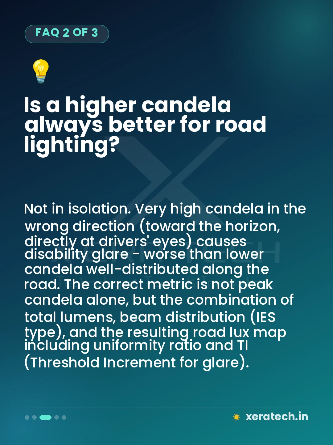 Is a higher candela always better for road lighting?