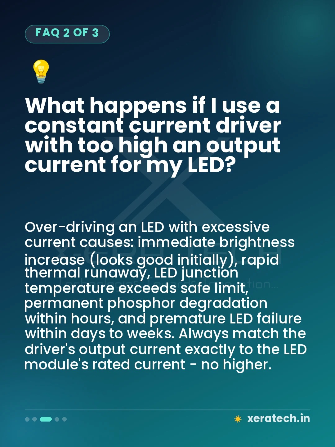 What happens if I use a constant current driver with too high an output current for my LED?