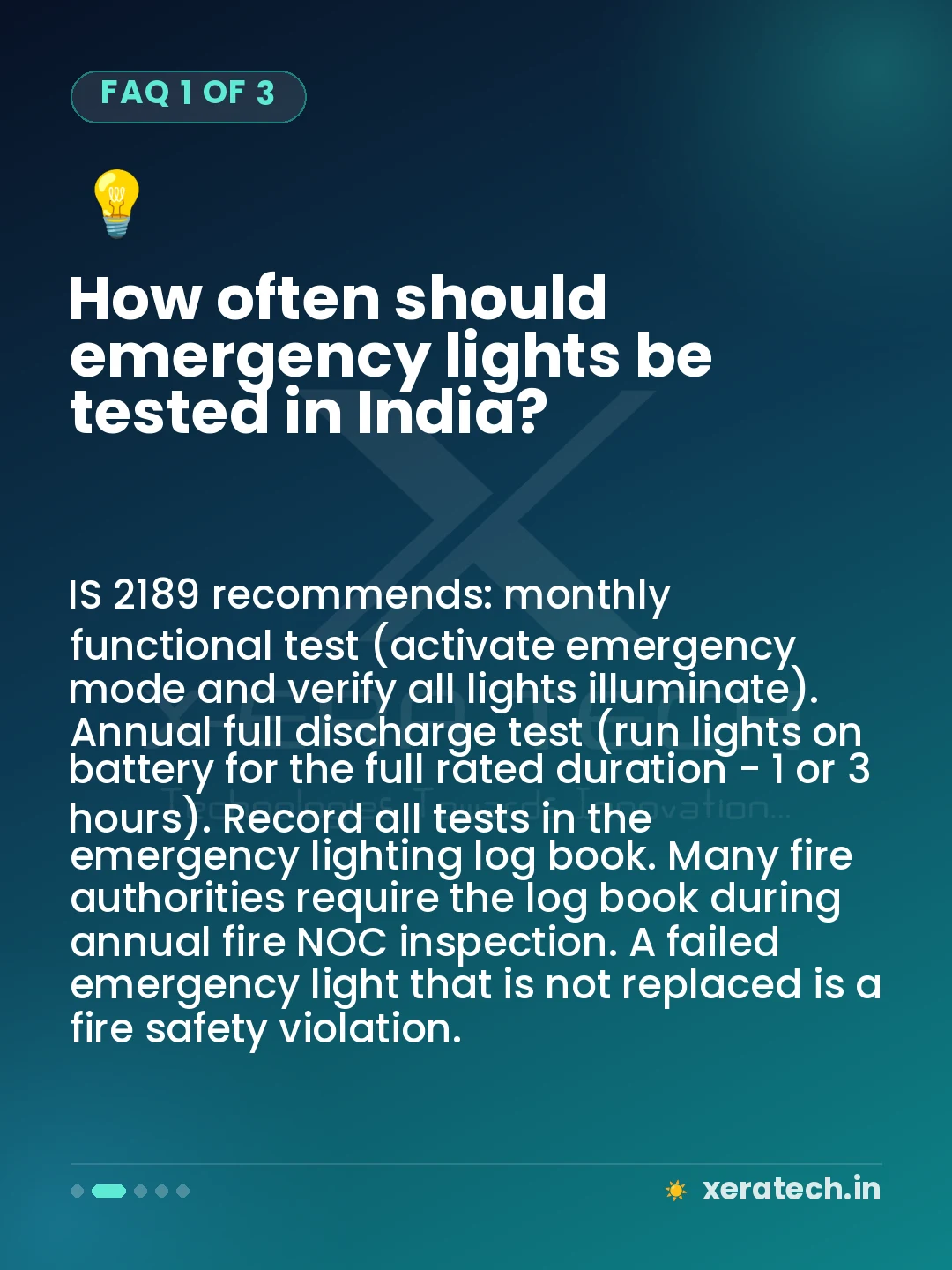 How often should emergency lights be tested in India?