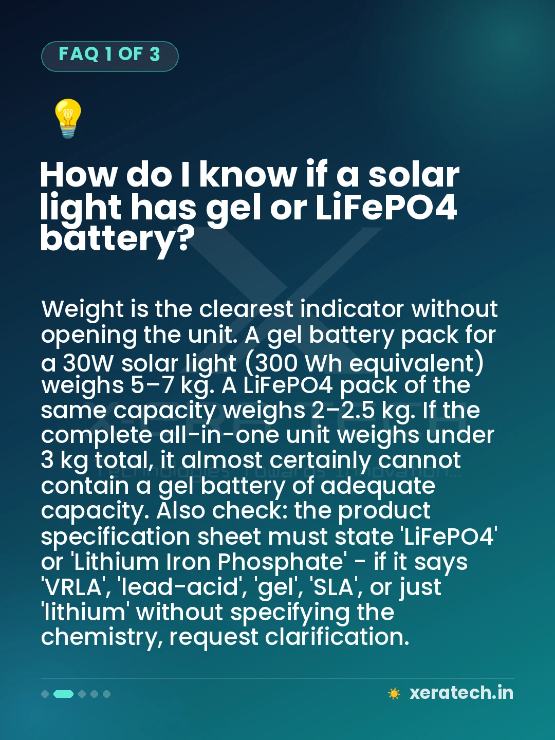 How do I know if a solar light has gel or LiFePO4 battery?