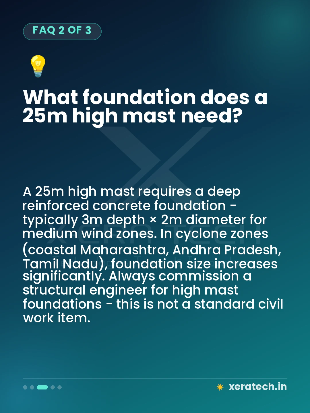 What foundation does a 25m high mast need?