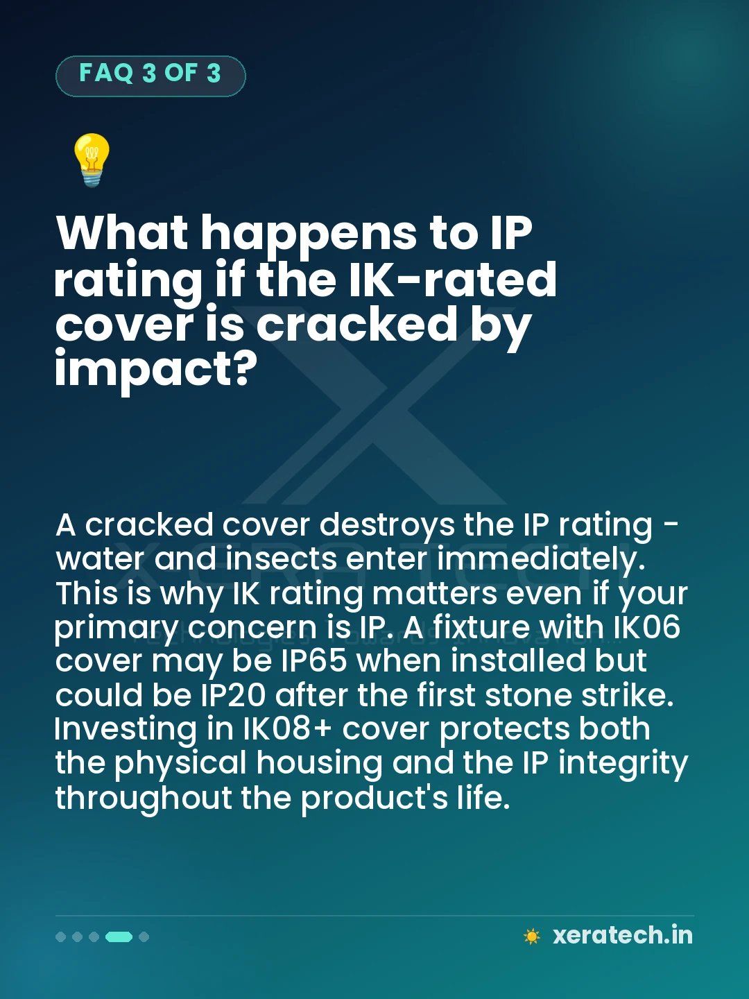 What happens to IP rating if the IK-rated cover is cracked by impact?