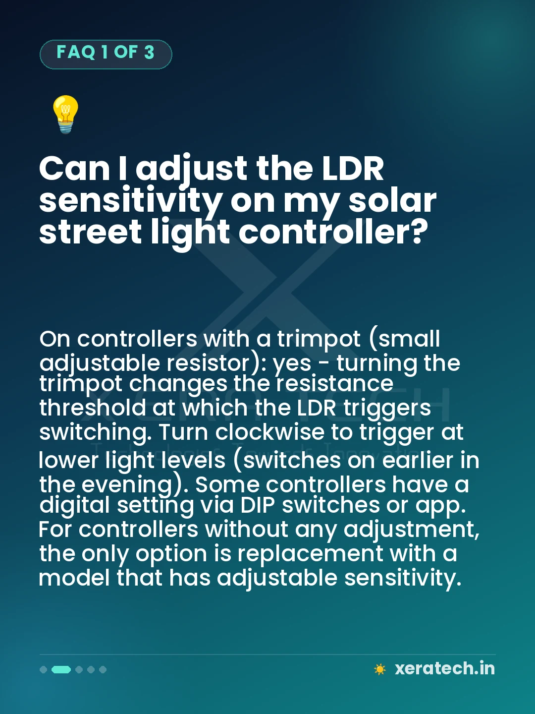 Can I adjust the LDR sensitivity on my solar street light controller?