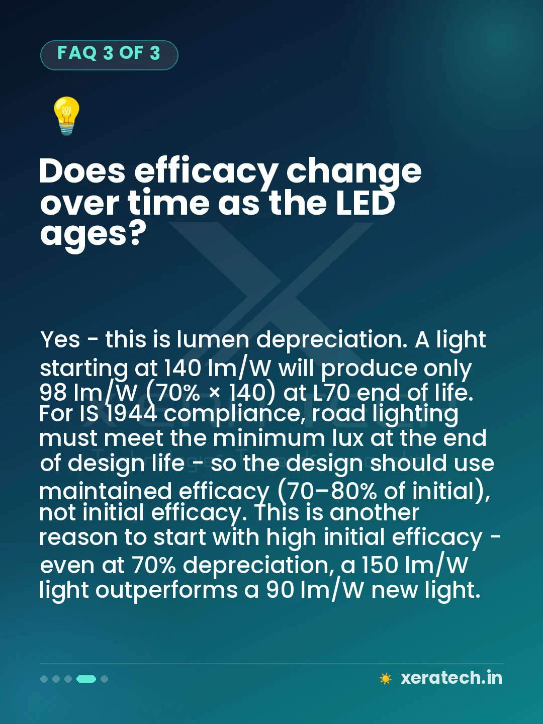 Does efficacy change over time as the LED ages?