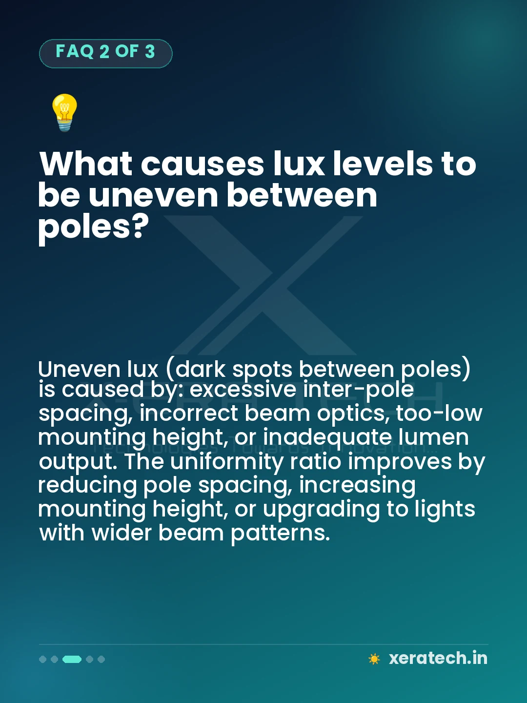 What causes lux levels to be uneven between poles?