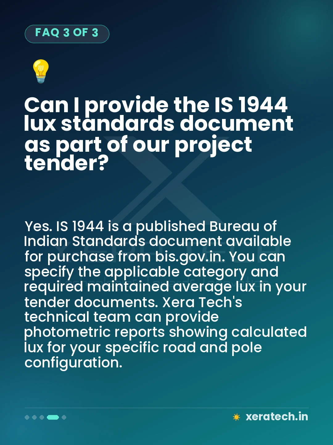 Can I provide the IS 1944 lux standards document as part of our project tender?