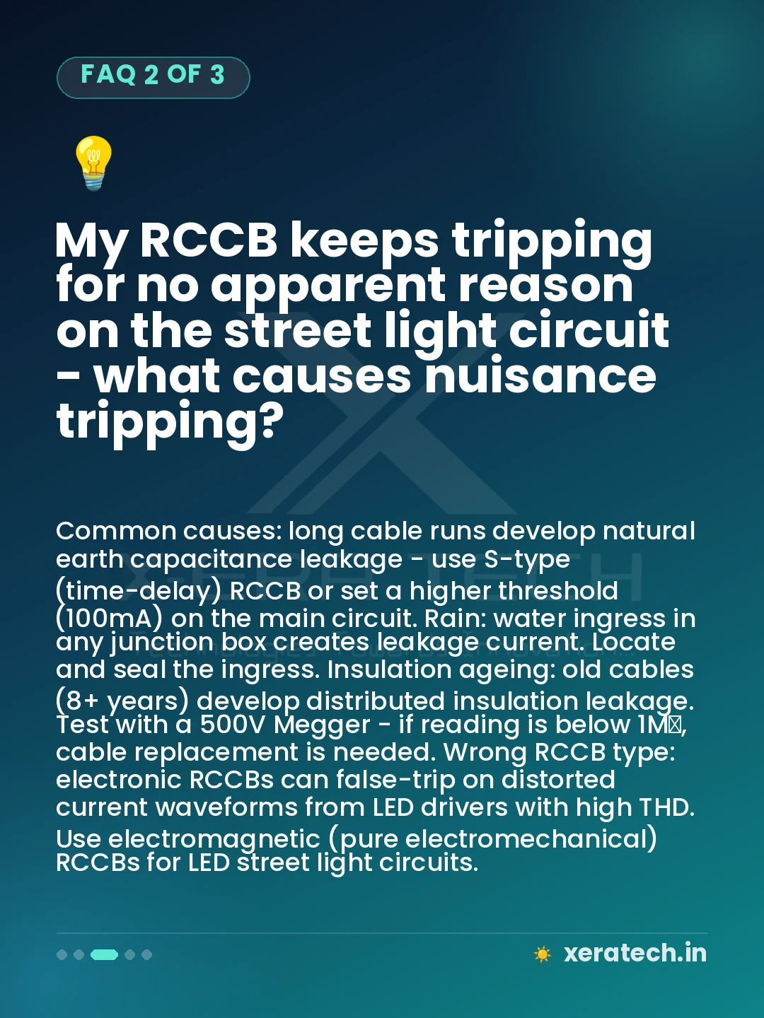 My RCCB keeps tripping for no apparent reason on the street light circuit - what causes nuisance tripping?