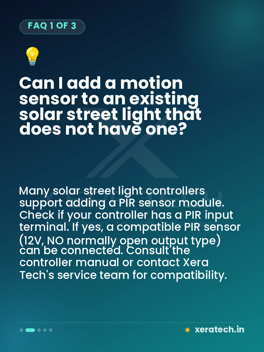 Can I add a motion sensor to an existing solar street light that does not have one?