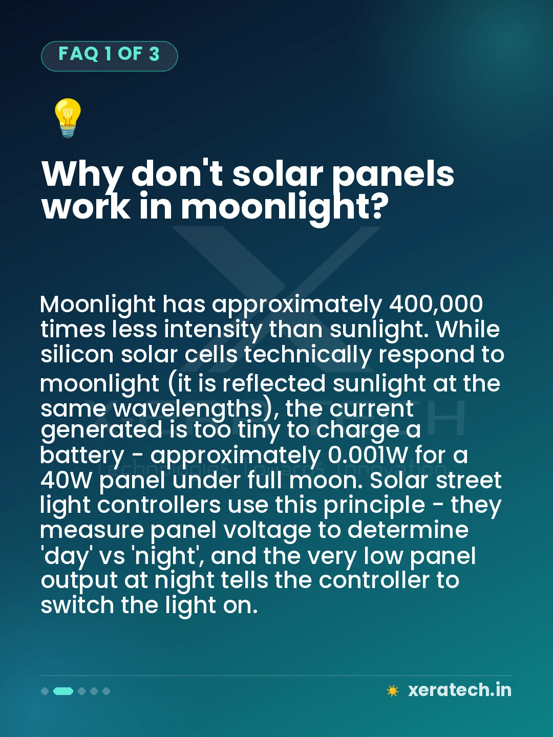 Why don't solar panels work in moonlight?