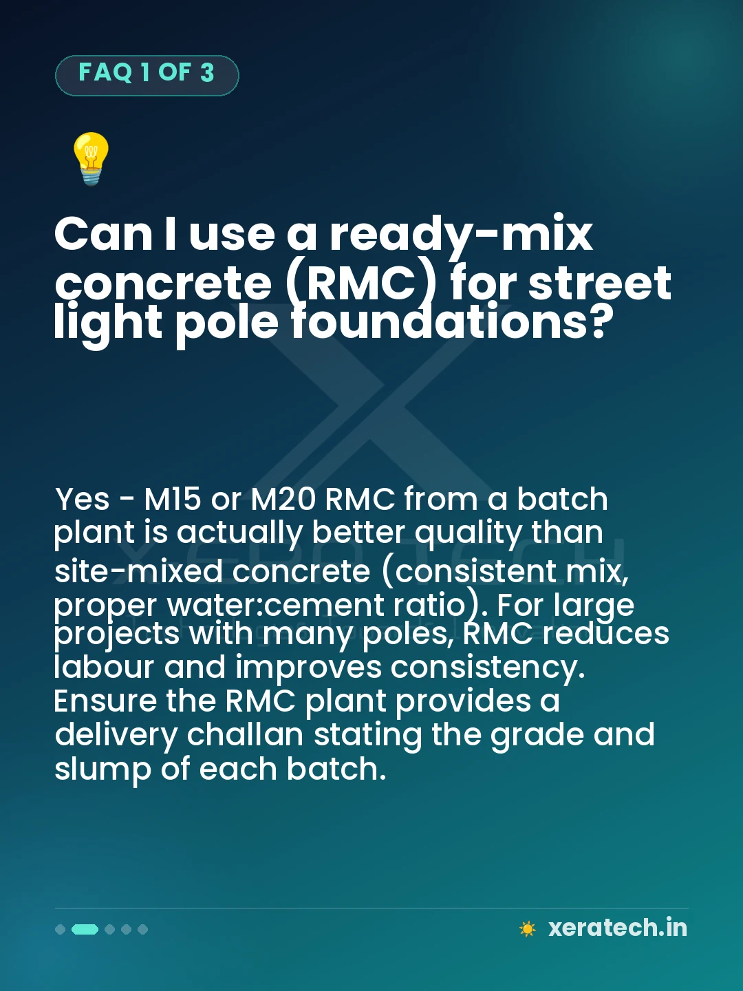 Can I use a ready-mix concrete (RMC) for street light pole foundations?