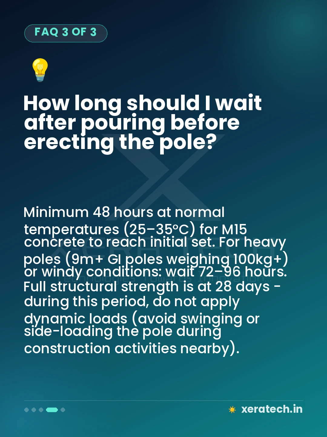 How long should I wait after pouring before erecting the pole?