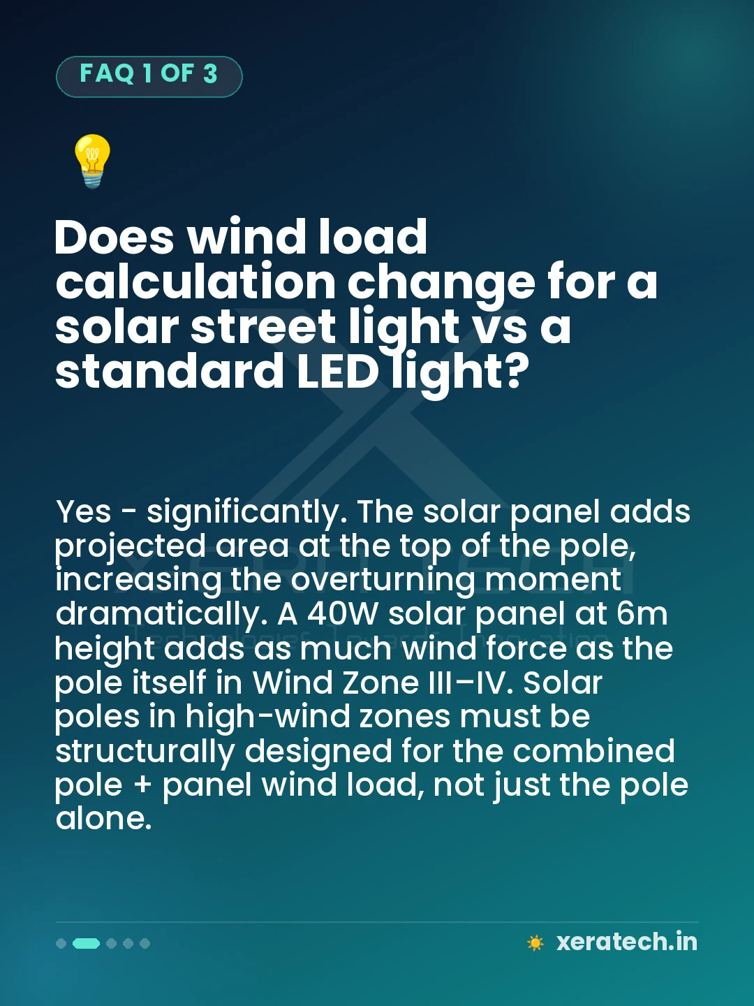 Does wind load calculation change for a solar street light vs a standard LED light?
