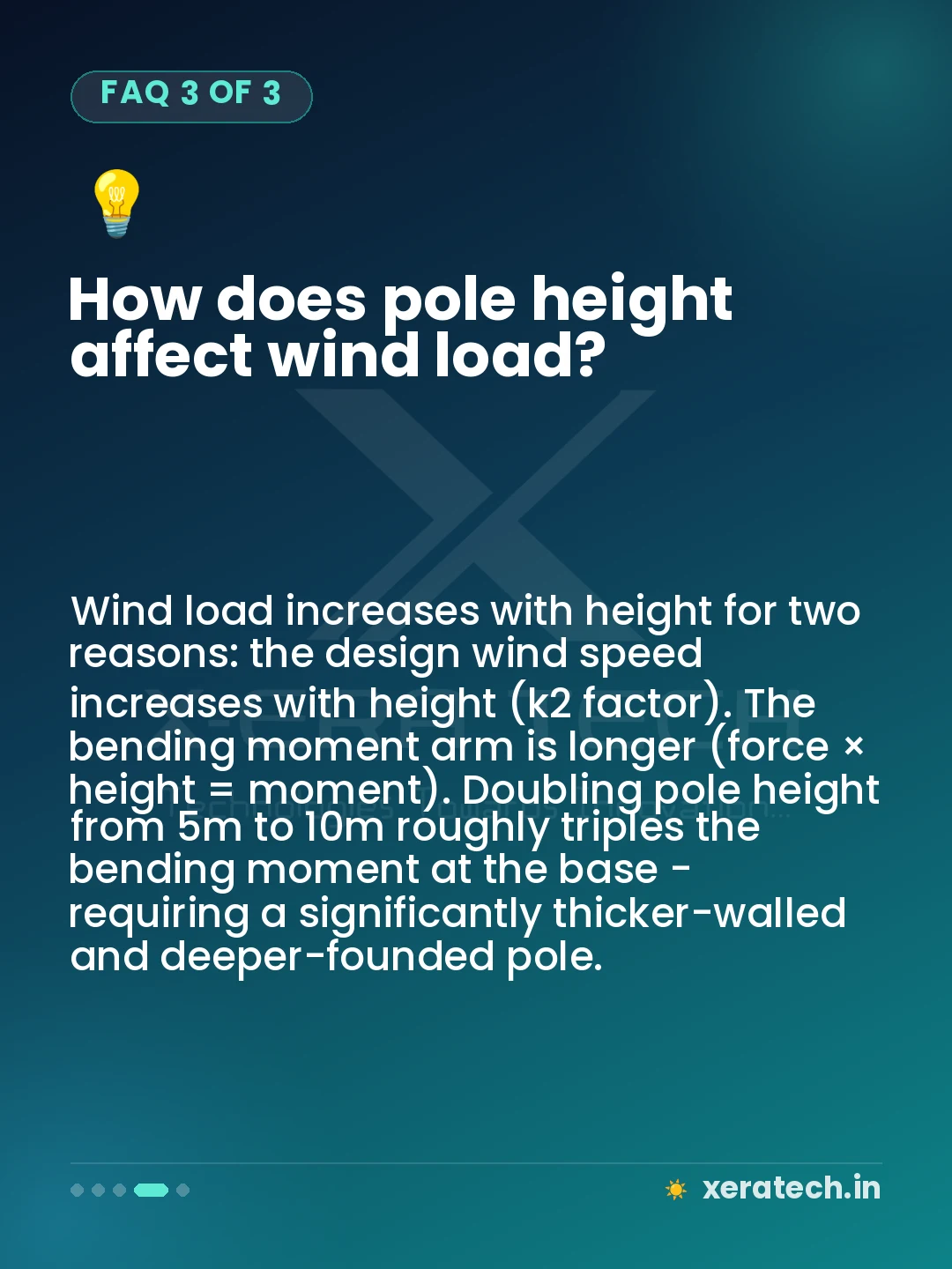 How does pole height affect wind load?
