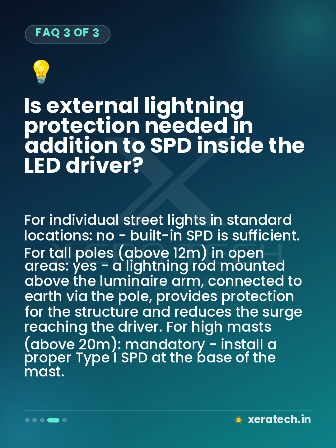 Is external lightning protection needed in addition to SPD inside the LED driver?