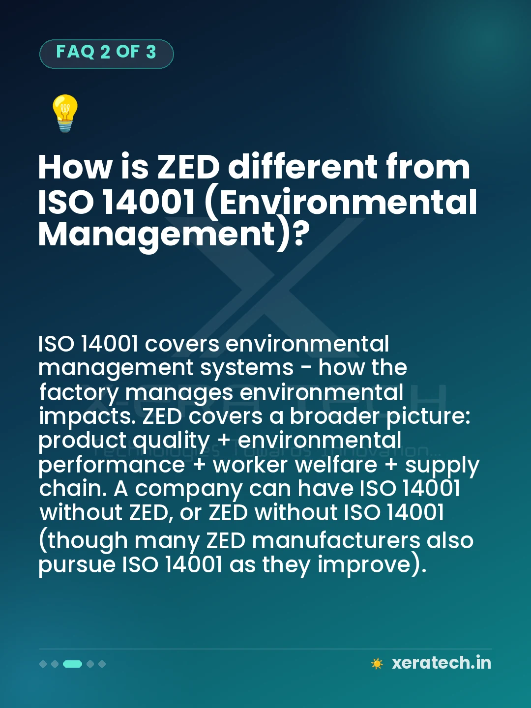 How is ZED different from ISO 14001 (Environmental Management)?