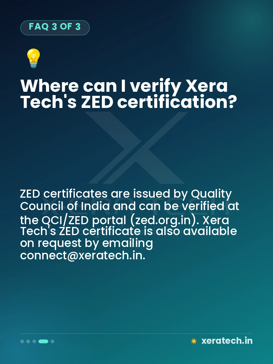 Where can I verify Xera Tech's ZED certification?