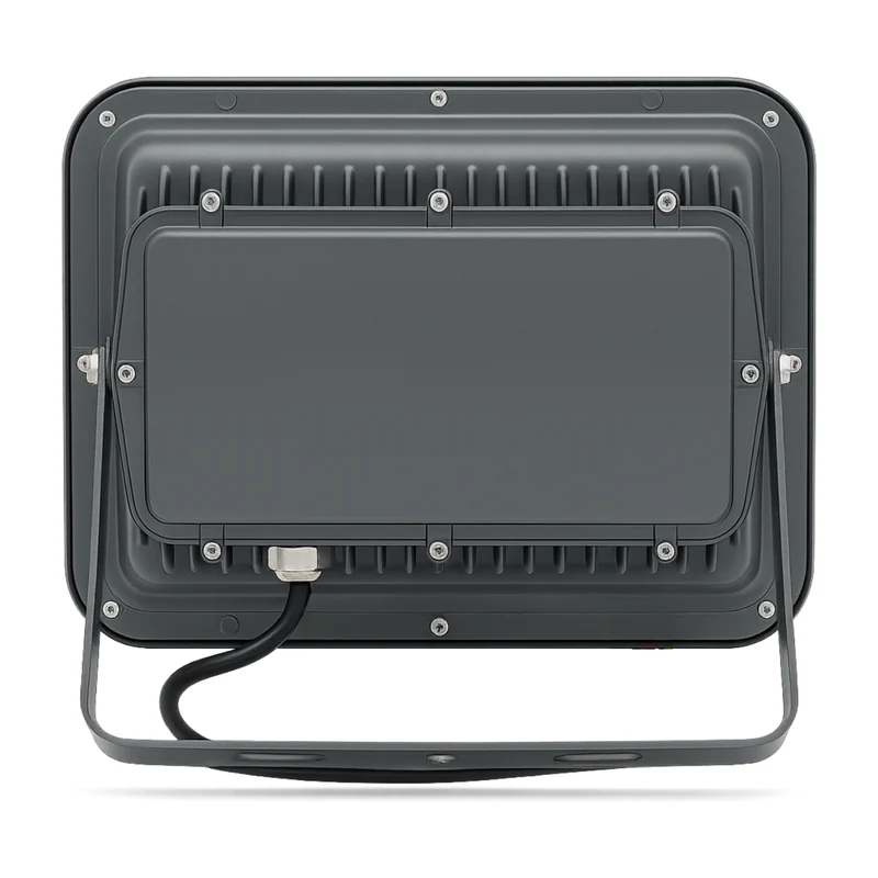 Xera Tech 120W LED Flood Light back view showing the housing, driver and mounting