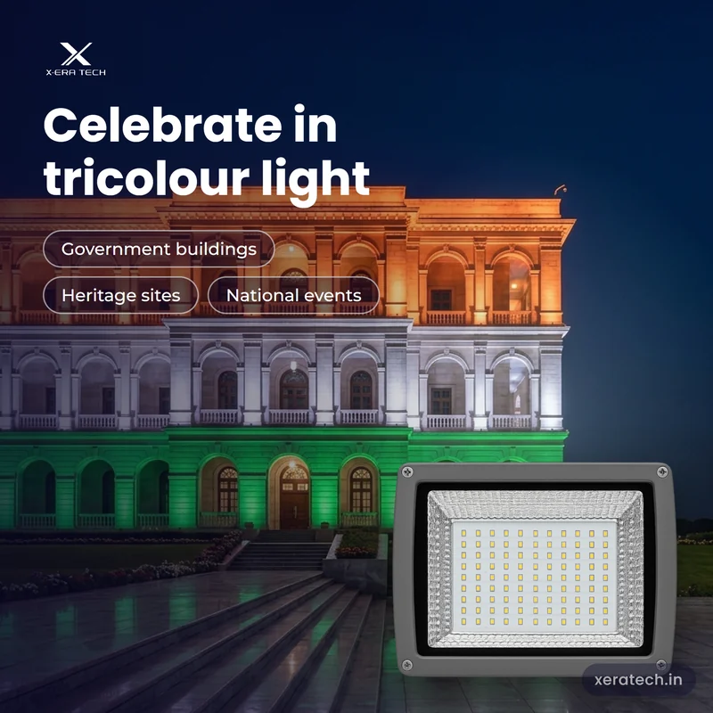 Xera Tech 120W LED Flood Light for tricolour building illumination at night