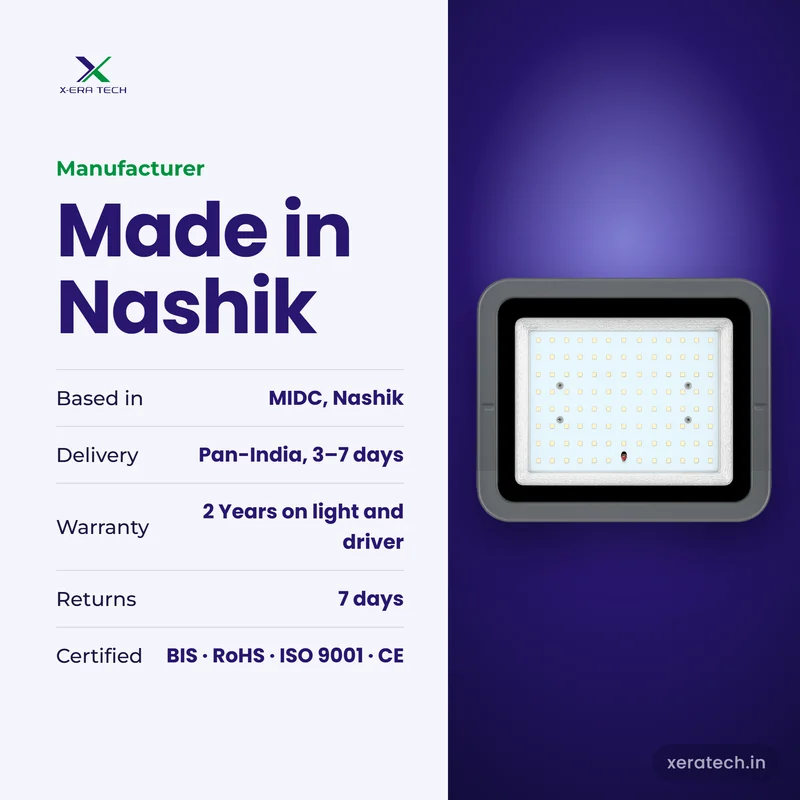 Xera Tech LED Flood Light manufacturer in Nashik, Maharashtra – 2 Years warranty, pan-India delivery