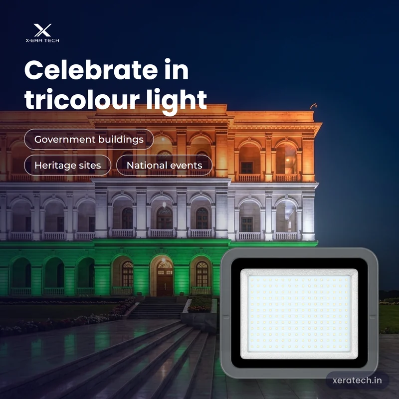 Xera Tech 200W LED Flood Light for tricolour building illumination at night