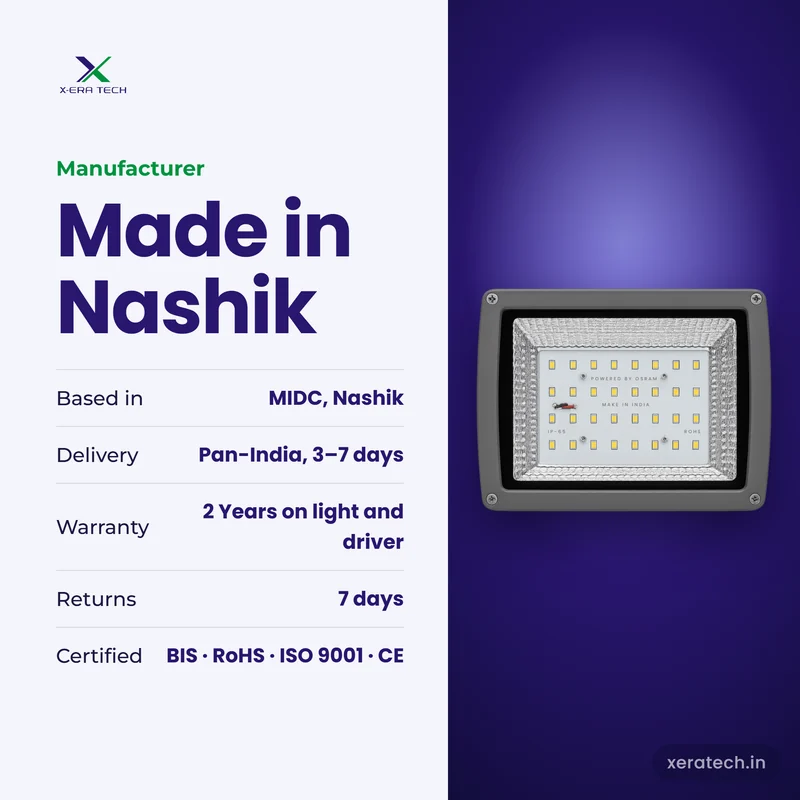 Xera Tech LED Flood Light manufacturer in Nashik, Maharashtra – 2 Years warranty, pan-India delivery