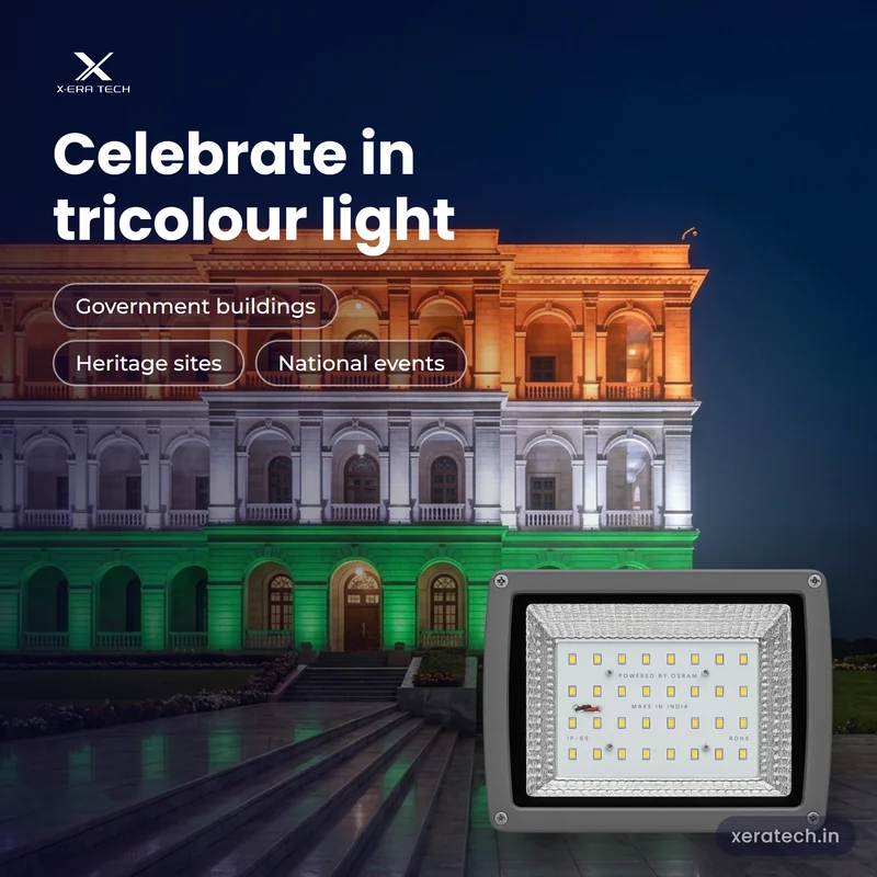 Xera Tech 50W LED Flood Light for tricolour building illumination at night