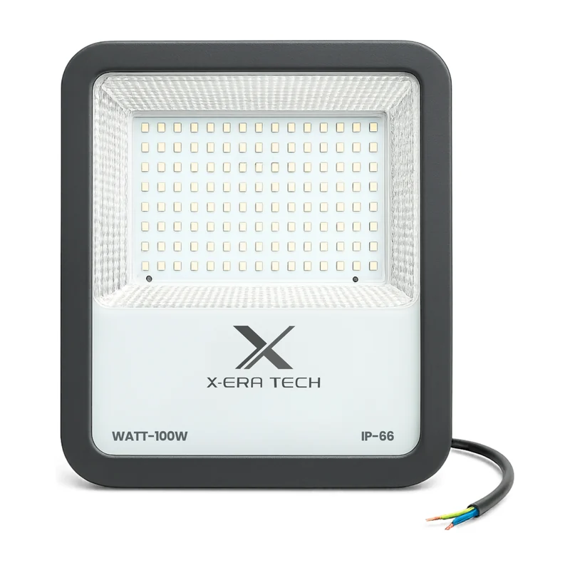Xera Tech 100W Flood Light Down Choke Glass Model – front view of the 100W LED Flood Light