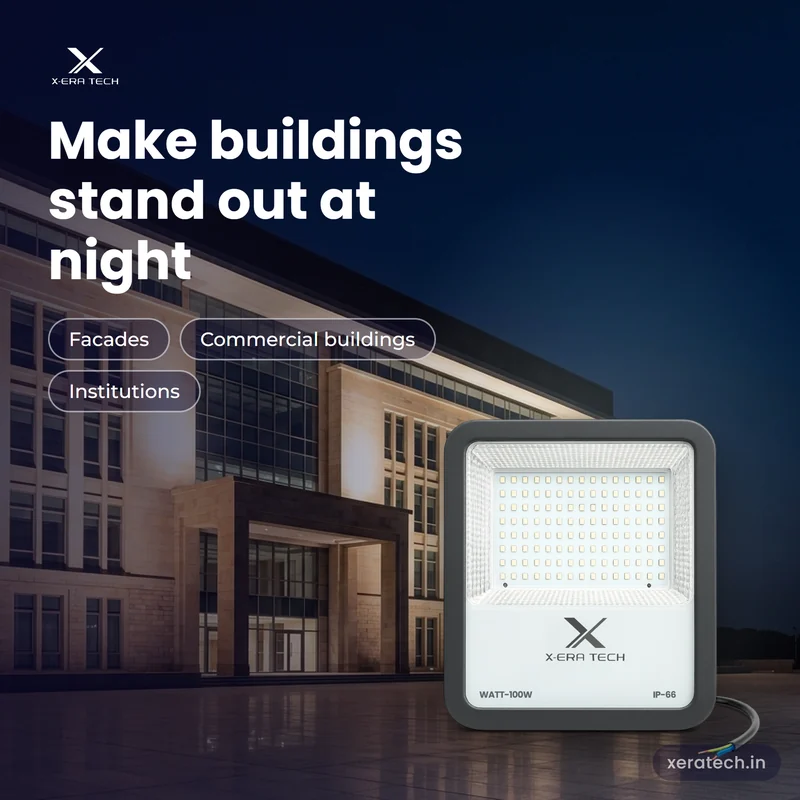 Xera Tech 100W LED Flood Light for building facades at night