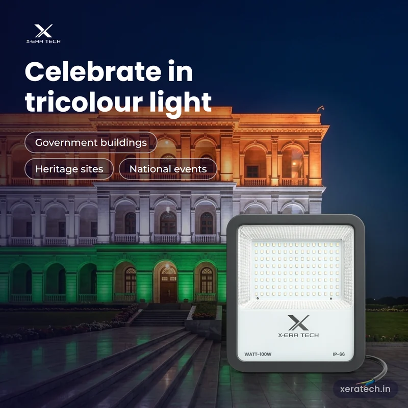 Xera Tech 100W LED Flood Light for tricolour building illumination at night