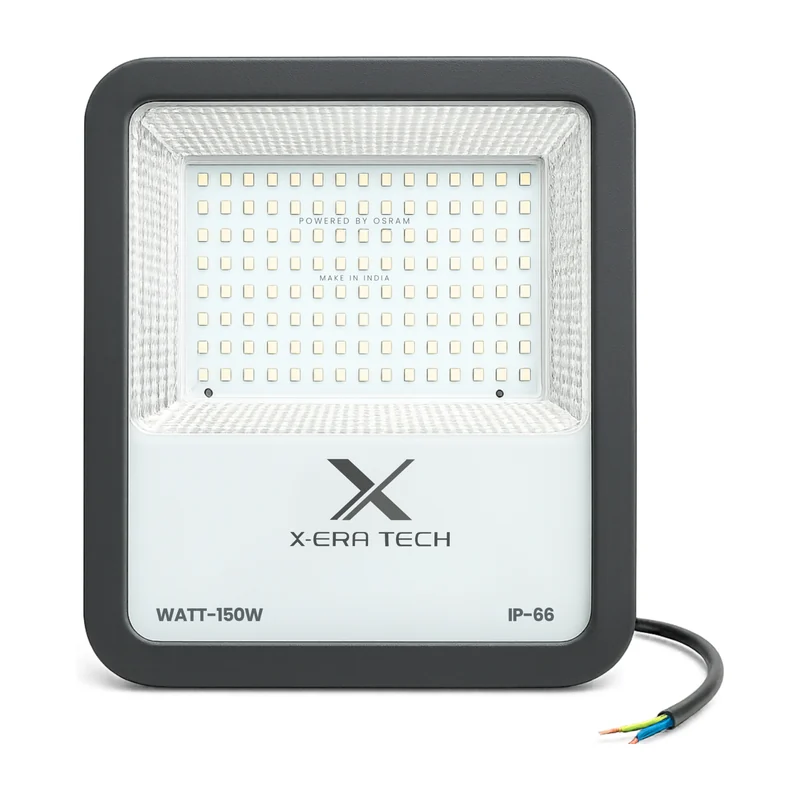 Xera Tech 150W Flood Light Down Choke Glass Model – front view of the 150W LED Flood Light