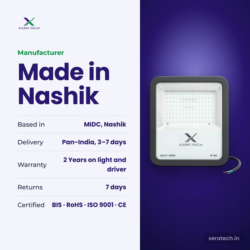 Xera Tech LED Flood Light manufacturer in Nashik, Maharashtra – 2 Years warranty, pan-India delivery