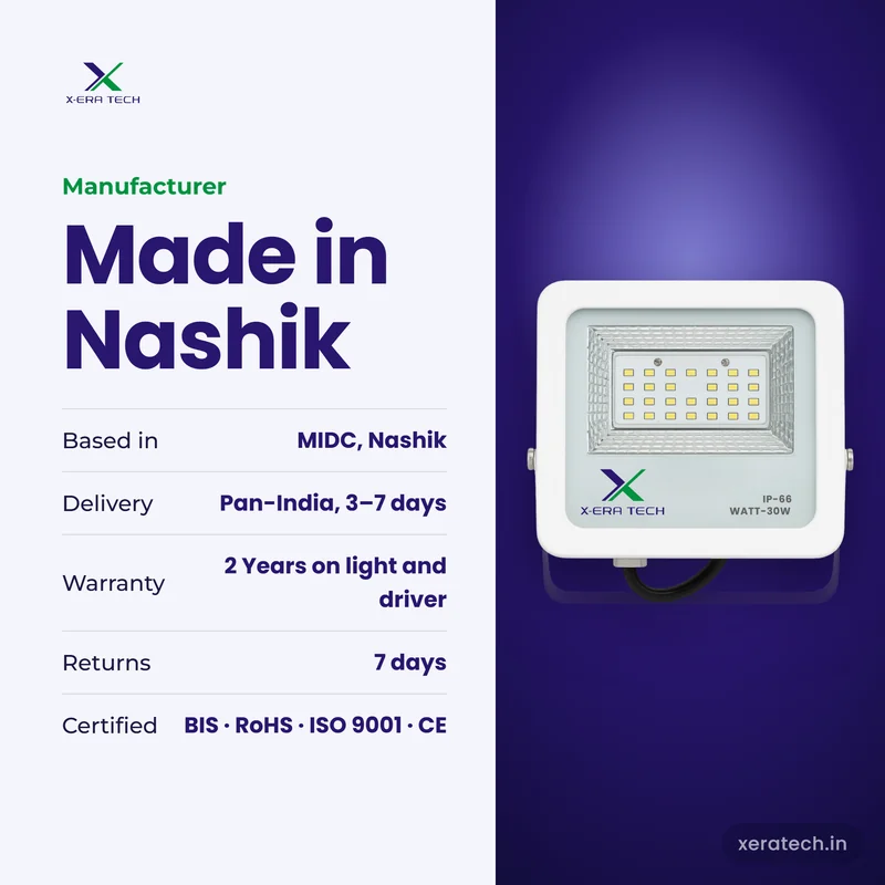 Xera Tech LED Flood Light manufacturer in Nashik, Maharashtra – 2 Years warranty, pan-India delivery