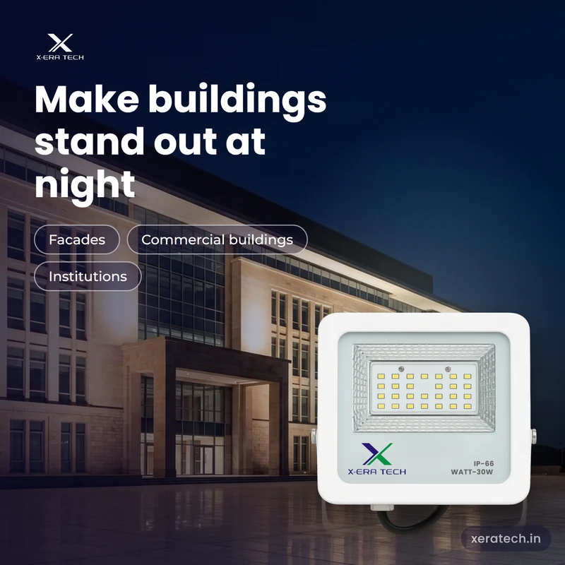 Xera Tech 30W LED Flood Light for building facades at night