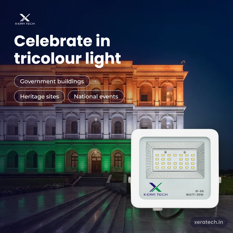 Xera Tech 30W LED Flood Light for tricolour building illumination at night