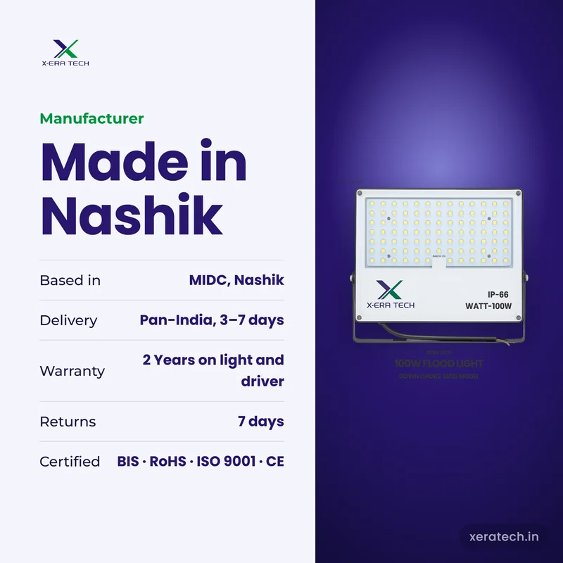 Xera Tech LED Flood Light manufacturer in Nashik, Maharashtra – 2 Years warranty, pan-India delivery
