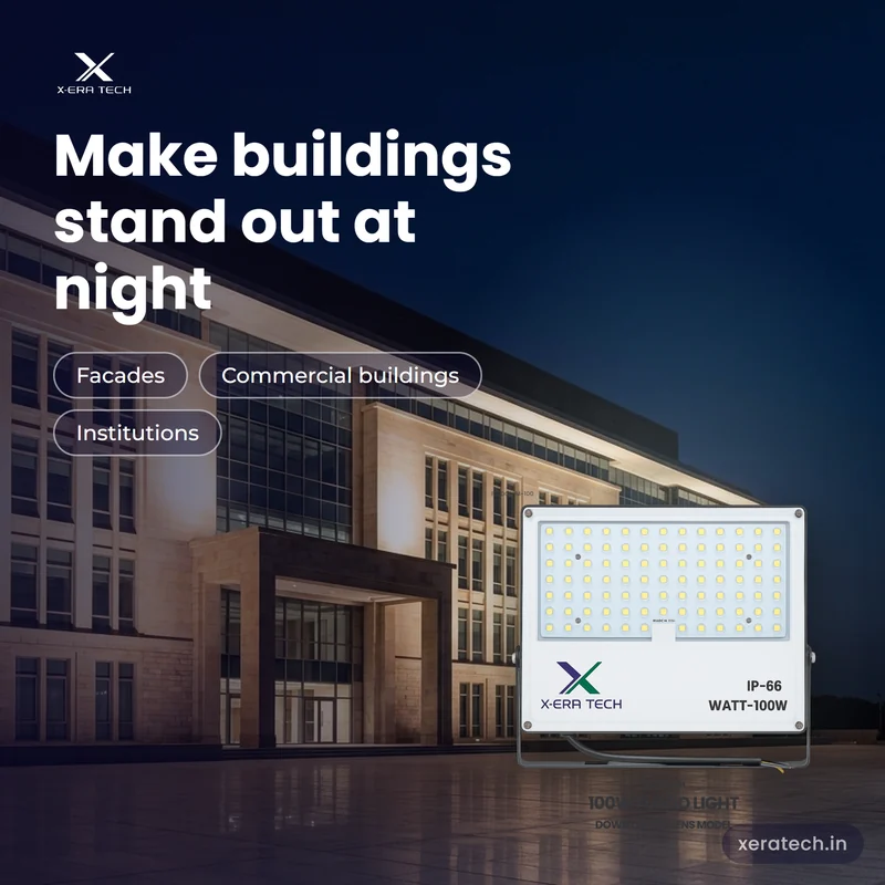 Xera Tech 100W LED Flood Light for building facades at night