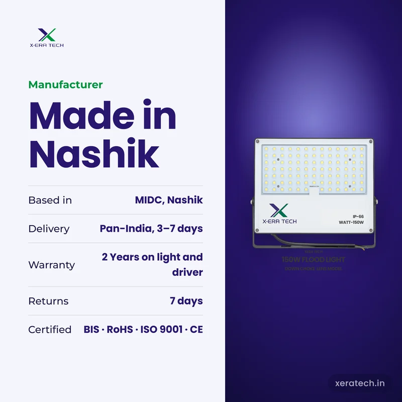 Xera Tech LED Flood Light manufacturer in Nashik, Maharashtra – 2 Years warranty, pan-India delivery
