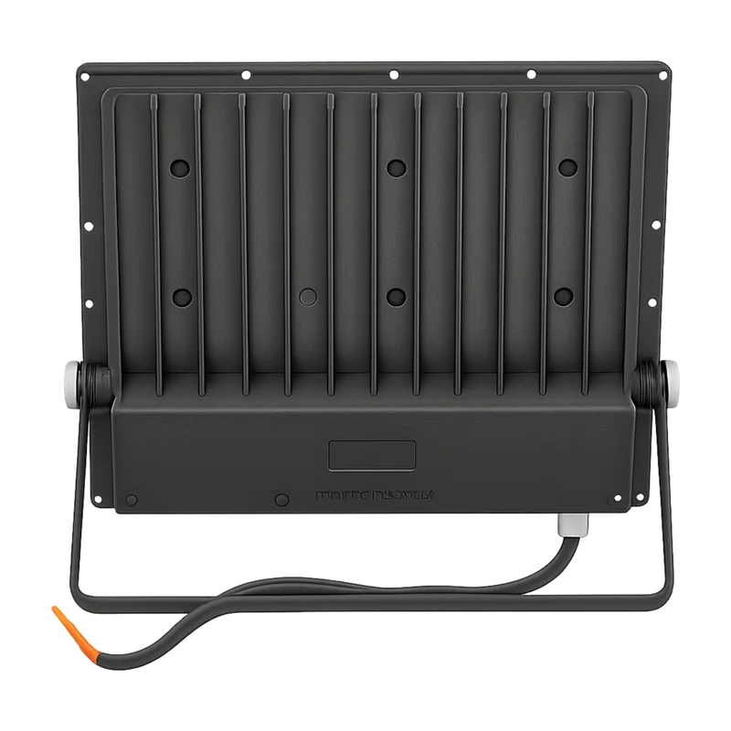 Xera Tech 200W LED Flood Light back view showing the housing, driver and mounting