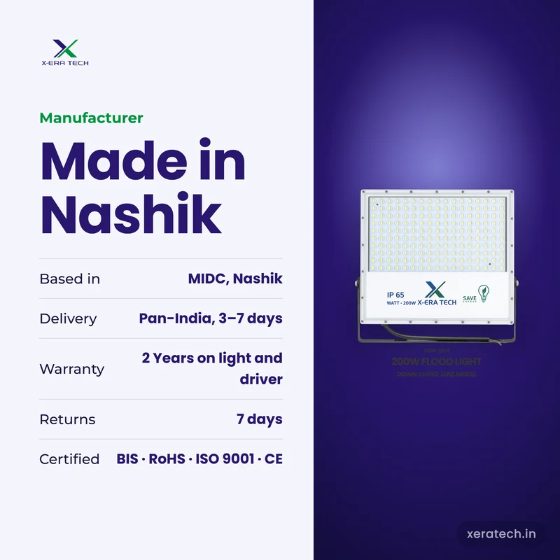 Xera Tech LED Flood Light manufacturer in Nashik, Maharashtra – 2 Years warranty, pan-India delivery