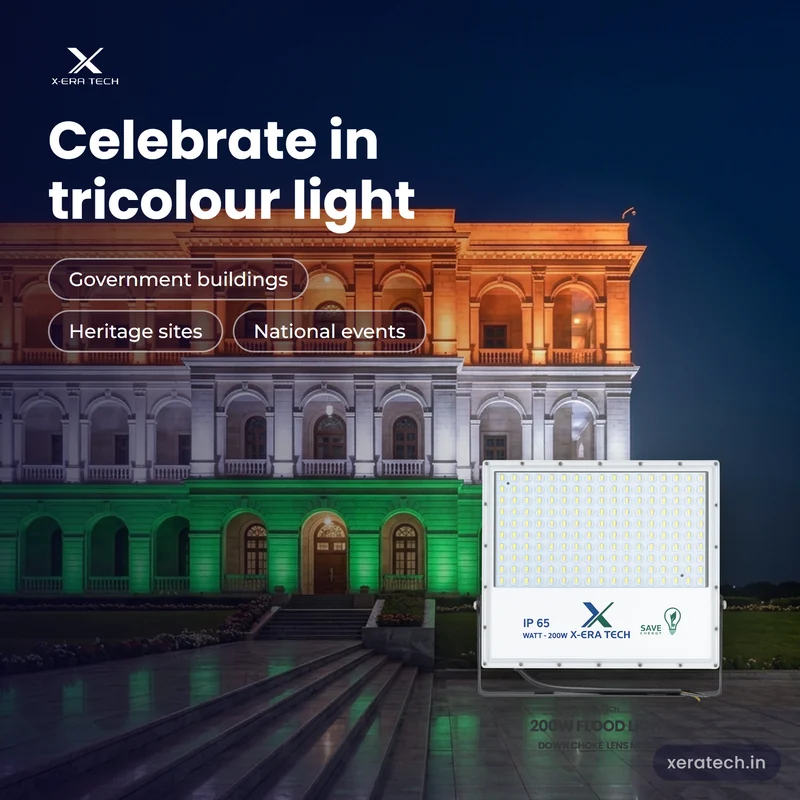 Xera Tech 200W LED Flood Light for tricolour building illumination at night
