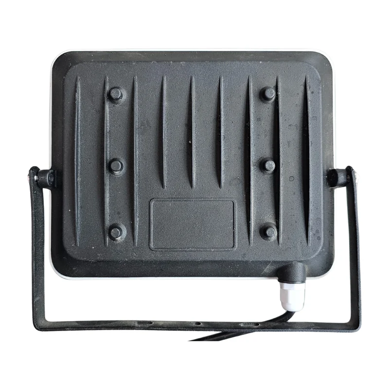 Xera Tech 50W LED Flood Light back view showing the housing, driver and mounting