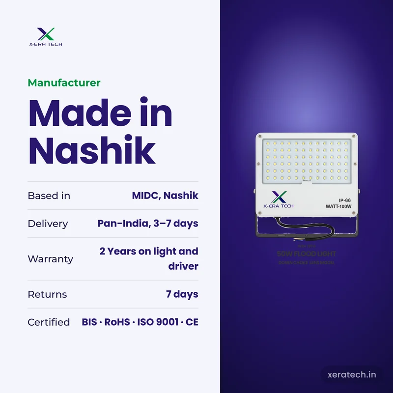 Xera Tech LED Flood Light manufacturer in Nashik, Maharashtra – 2 Years warranty, pan-India delivery
