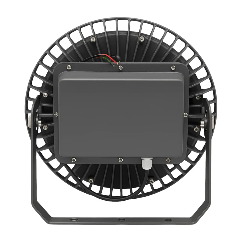 Xera Tech 200W LED High Bay Light back view showing the housing, driver and mounting