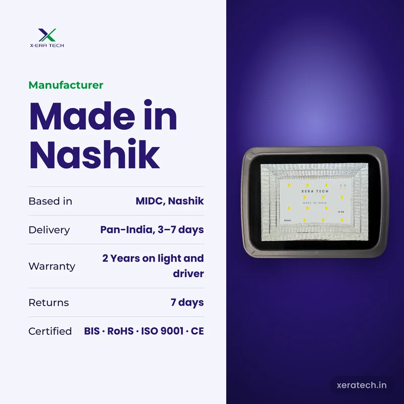 Xera Tech Solar Flood Light manufacturer in Nashik, Maharashtra – 2 Years warranty, pan-India delivery